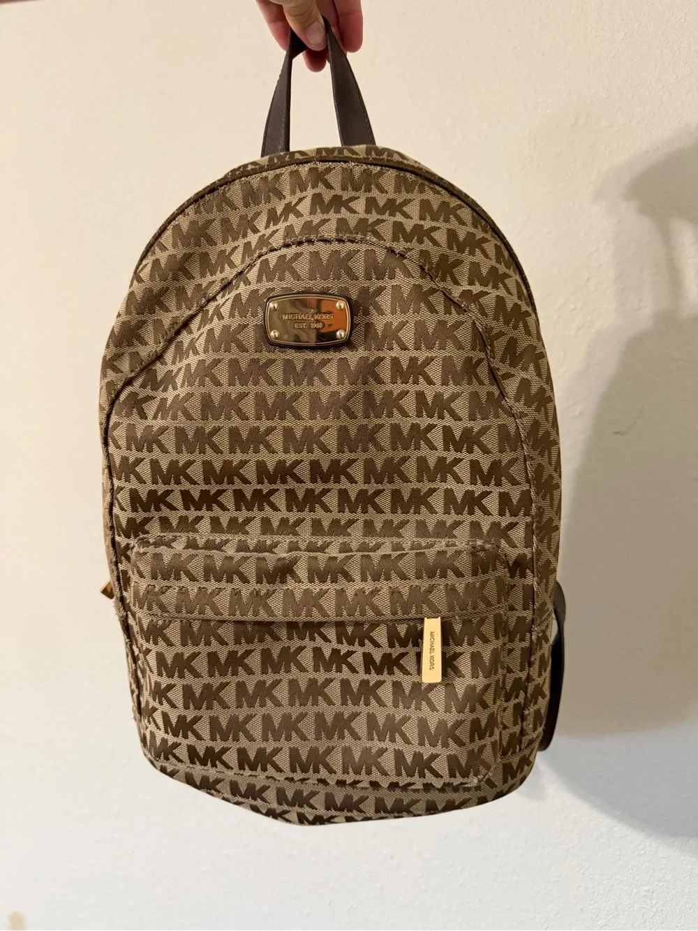 Michael Kors Tan/Brown MK Monogram Backpack
